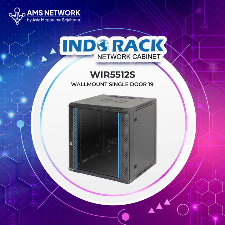 INDORACK - WIR5512S - Wallmount Rack 12U-550mm Depth Single Glass Door