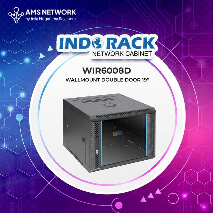 INDORACK - WIR6008D - WALLMOUNT RACK SERVER DEPTH 600MM 8U DOUBLE DOOR
