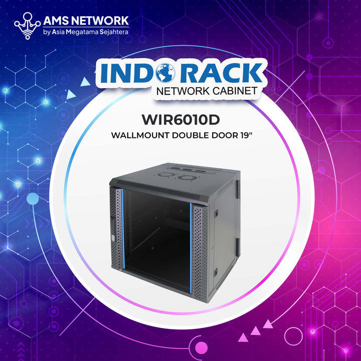 INDORACK - WIR6010D - Wallmount Rack 10U-600mm Depth Double Glass Door 19 Inch