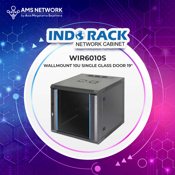 INDORACK - WIR6010S - Wallmount Rack 10U Single Glass Door 19" Depth 600mm