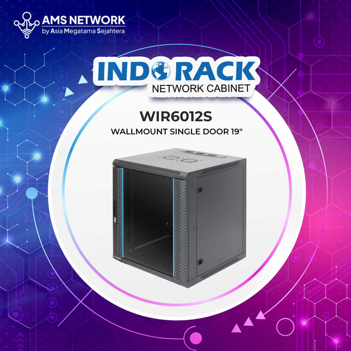 INDORACK - WIR6012S Wallmount Rack Single Door 12U Depth 600mm Glass Door 19Inch