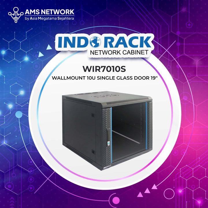INDORACK - WIR7010S - Wallmount Rack 10U-700mm Depth Single Glass Door