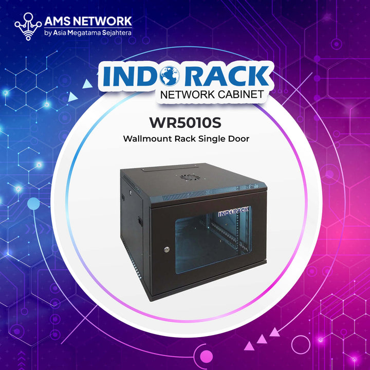 INDORACK - WR5010S - Wallmount Rack Single Door 10U Depth 500mm Glass Door 19Inch