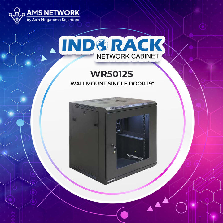 INDORACK - WR5012S - Wallmount Rack Single Door 12U Depth 500mm Glass Door 19Inch
