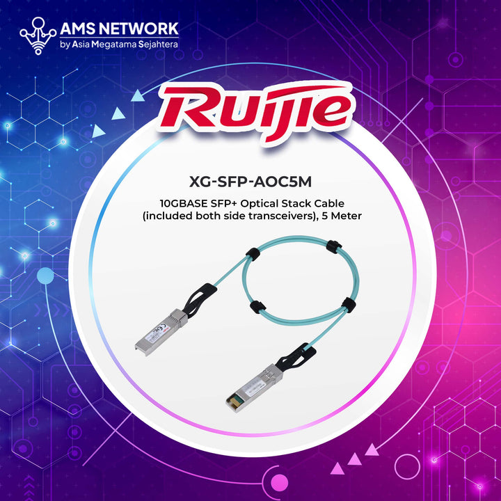 XG-SFP-AOC5M - RUIJIE 10GBASE SFP+ Optical Stack Cable (included both side transceivers), 5 Meter