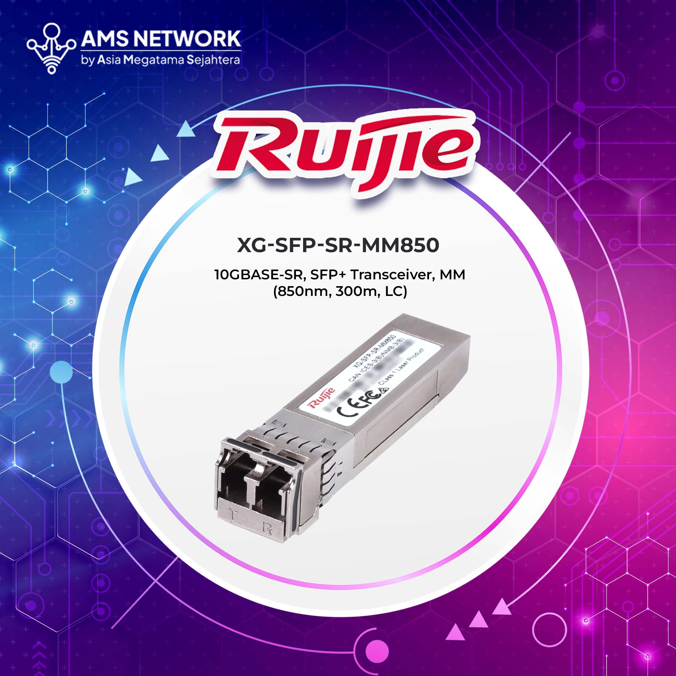 XG-SFP-SR-MM850 - RUIJIE 10GBASE-SR, SFP+ Transceiver, MM (850nm, 300m, LC)