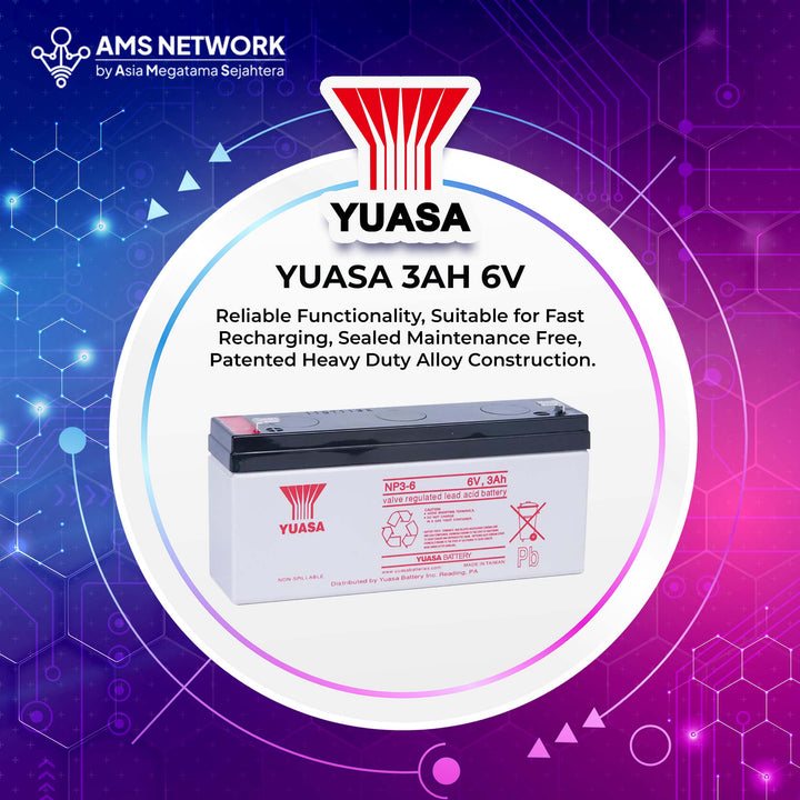 BATTERY AKI UPS VRLA YUASA NP3-6 6V 3AH