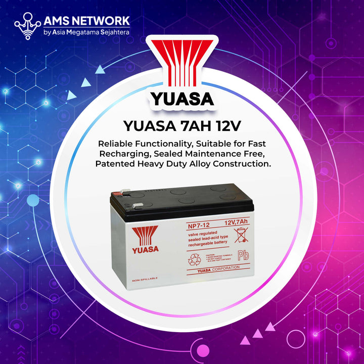 Battery VRLA YUASA NP7-12 12V 7AH for UPS , AKI Garansi Resmi