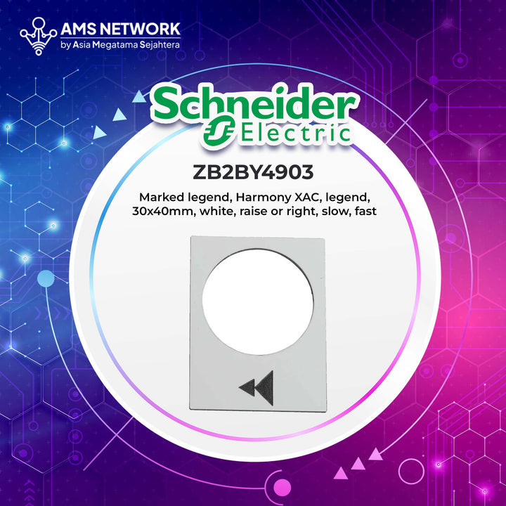 ZB2BY4903 - Schneider Electric  Marked legend, Harmony XAC, legend, 30x40mm, white, raise or right, slow, fast