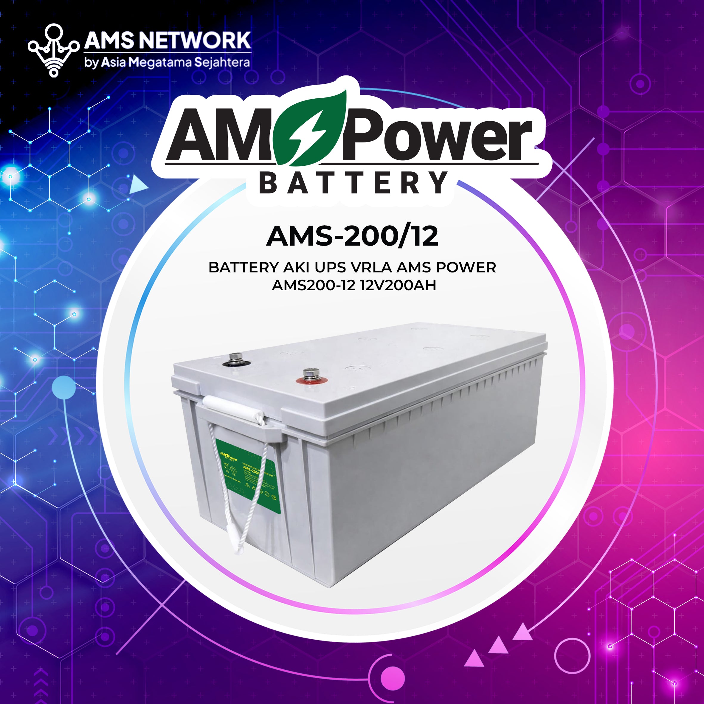 BATTERY AKI UPS VRLA AMS POWER AMS 200-12 12V 200AH