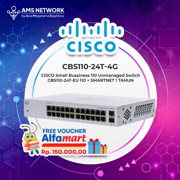 CISCO Small Bussiness 110 Unmanaged Switch CBS110-24T-EU 110 + SMARTNET 1 TAHUN