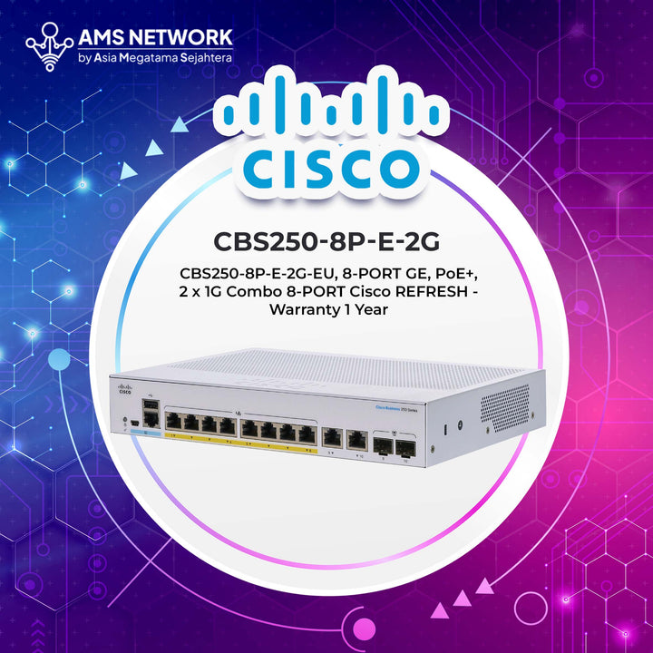 Cisco Business CBS250-8P-E-2G-EU (8-port GE, PoE+, 2x1G Combo Ports)